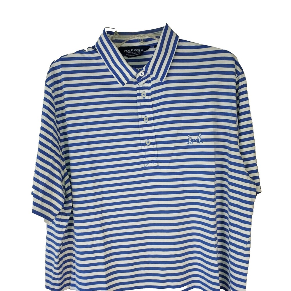 Polo Golf Ralph Lauren Shirt Mens Large Stripe Performance Pima Cotton Logo Soft